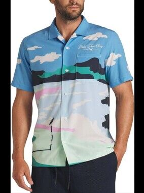 Puma x PTC Palm Tree Crew Beach MATTR Button-Up Shirt Men's XL Tropical Blue